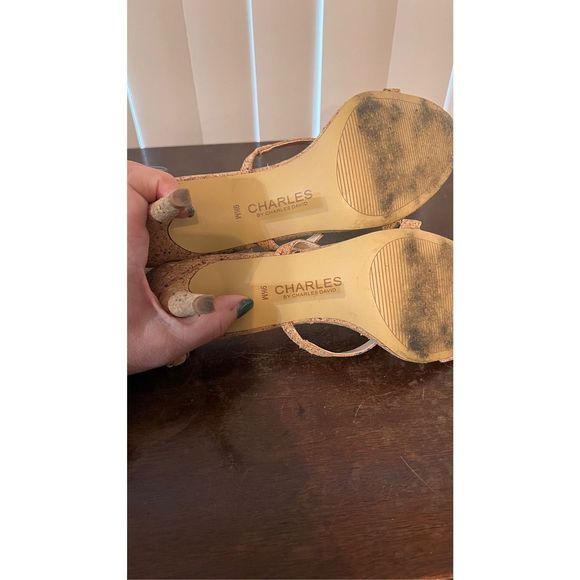 CHARLES BY CHARLES DAVID CORK STRAPPY HEELS WOMENS SIZE 9.5 - Picture 10 of 12